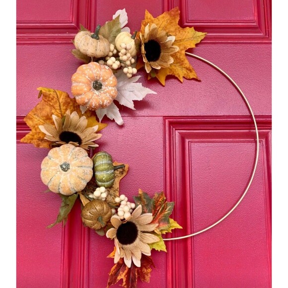 Pumpkin Fall Wreath ~ Autumn ~ Fall Wreath for Front Door ~ Thanksgiving Wreath - Picture 1 of 5